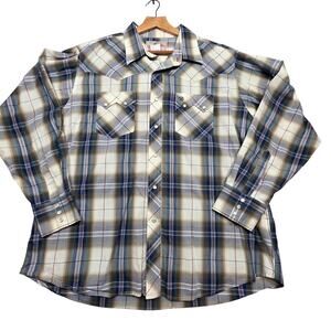 Wrangler American Cowboys Pearl Snap  Long Sleeve Button Down Shirt